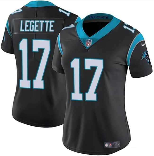 Women's Carolina Panthers #17 Xavier Legette Black 2024 Draft Vapor Football Stitched Jersey(Run Small)